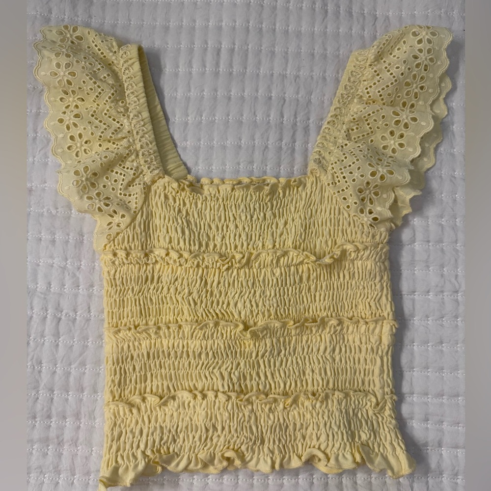 Yellow tank with lace